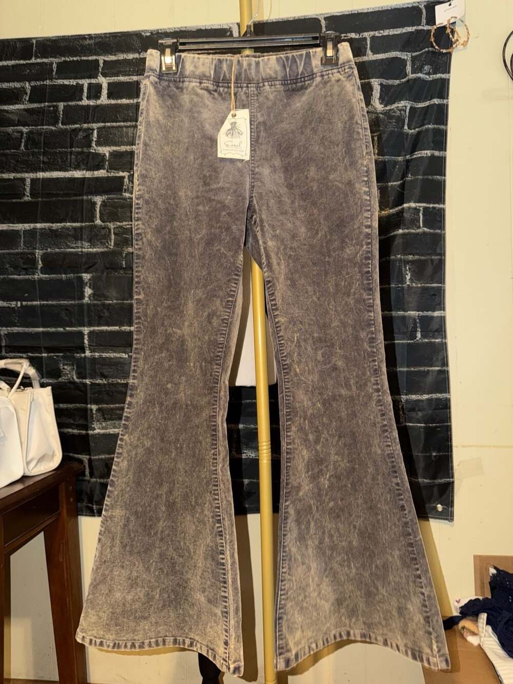 Easel Mineral Washed Acid Wash Corduroy Flare Pants Size S